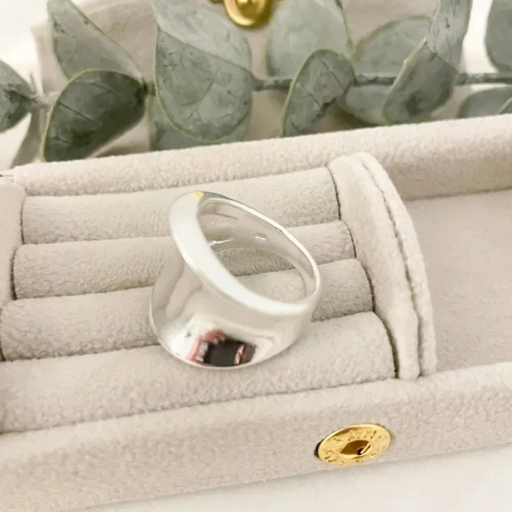 925 Sterling Silver Chunky Silver Ring Thick Wide Ring Band Statement Ring